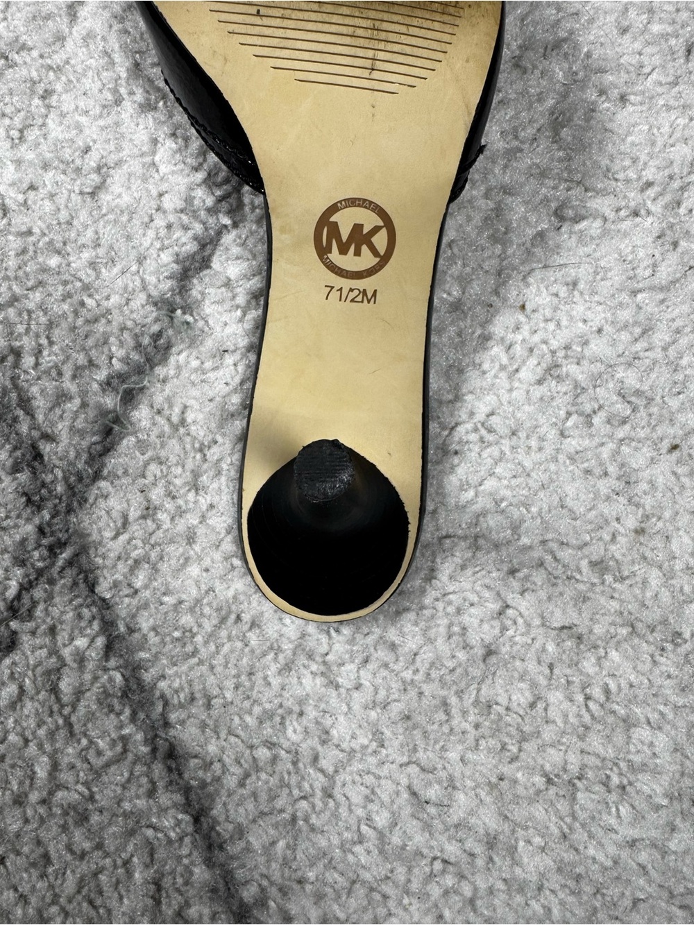 Michael Kors Black Patent Mules with Gold Plate - Picture 5 of 5